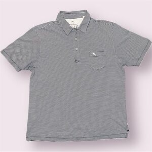Tommy Bahama Relax Polo Shirt Blue & White Striped Short Sleeve Men’s Large